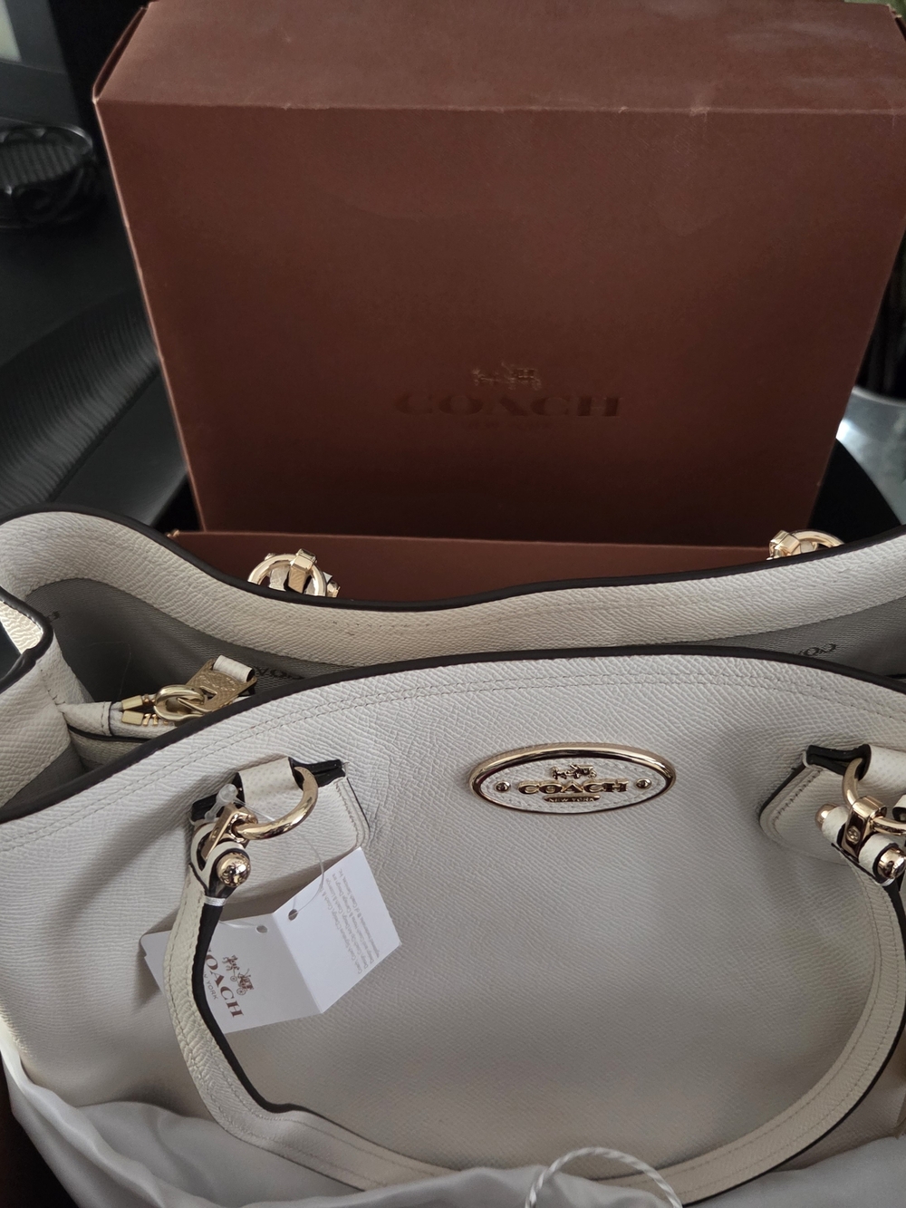 Coach Cream Leather Tote with Gold Hardware